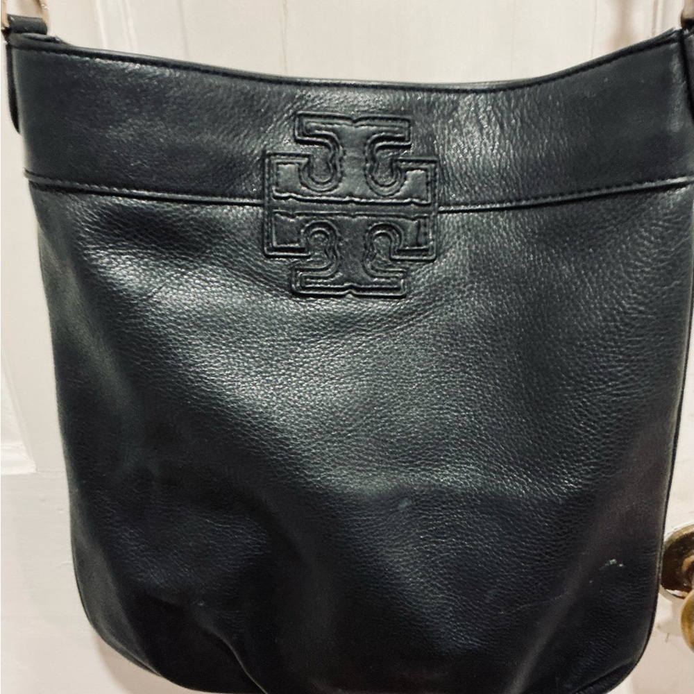 Tory Burch Black Leather Messenger Bag